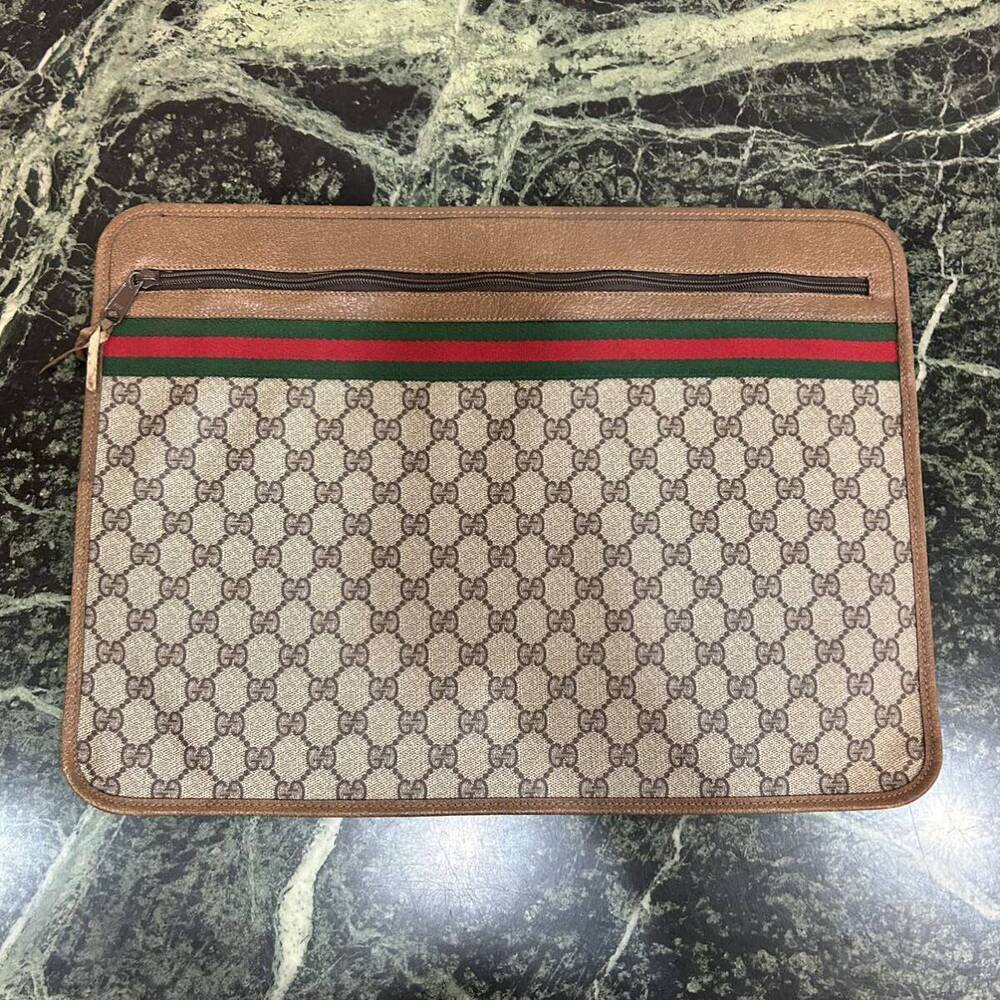 Gucci Gucci Clutch Bag Briefcase Shoulder Slim GG - Picture 2 of 10